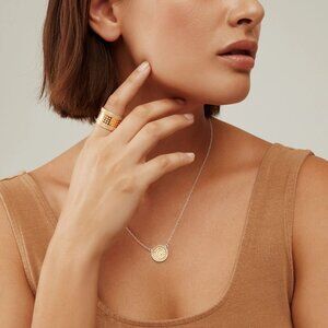 Anna Beck 18K Gold Classic Disc Necklace Reversible Silver